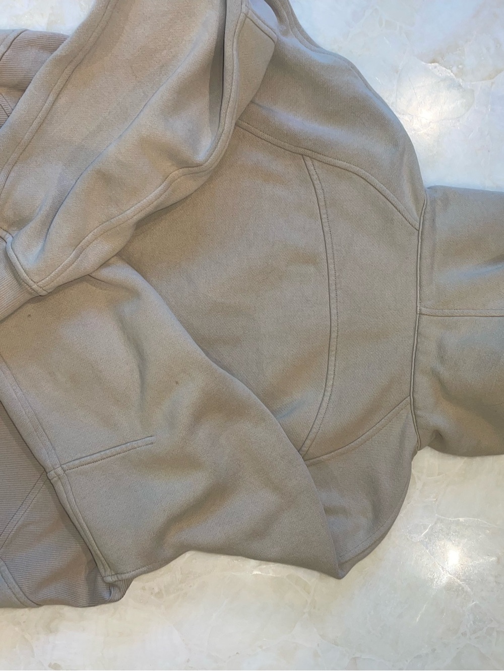 Lululemon Scuba Half-Zip Hoodie Cropped Sweatshirt in neutral beige color sz 4 - Picture 11 of 13